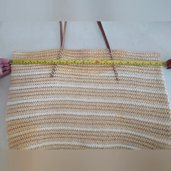 Hat Attack Natural Straw Bag With Leather Straps - Picture 12 of 14